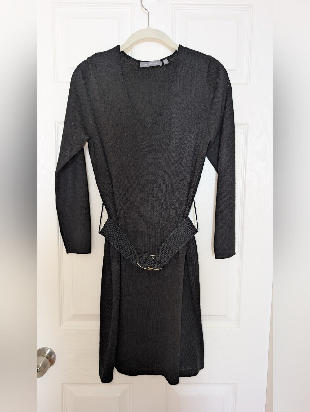NY Collection Size Small Knit Black Dress With Belt